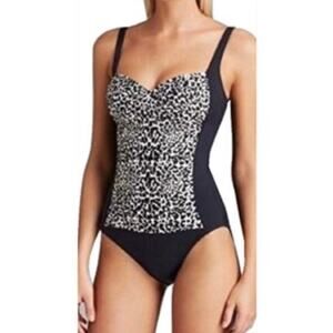 NWT La Blanca One Piece Cheetah Print Swimsuit in Chocolate Brown